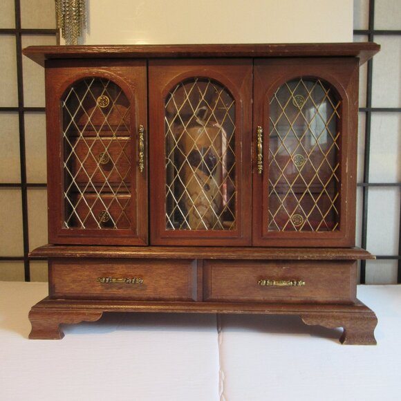 Wood Jewellery / Music Box, Organizer, Vintage circa 1970's, - Picture 2 of 14